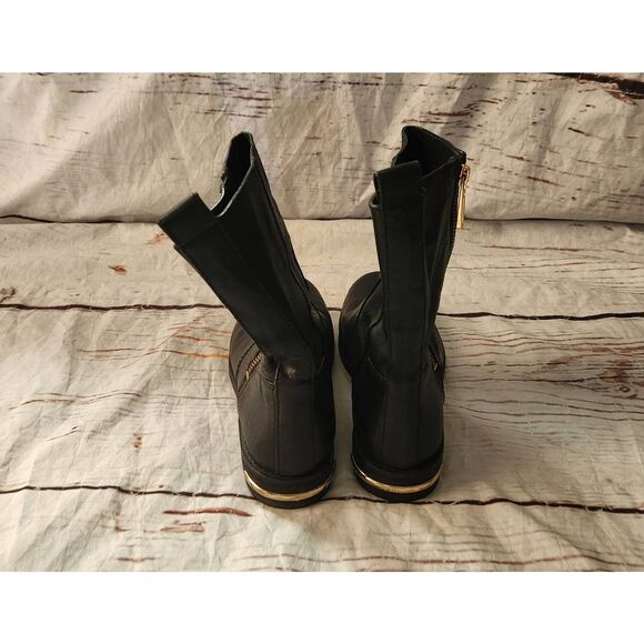 Tory Burch Elyse Black Leather Biker Style Booties Size 7 - Picture 4 of 8